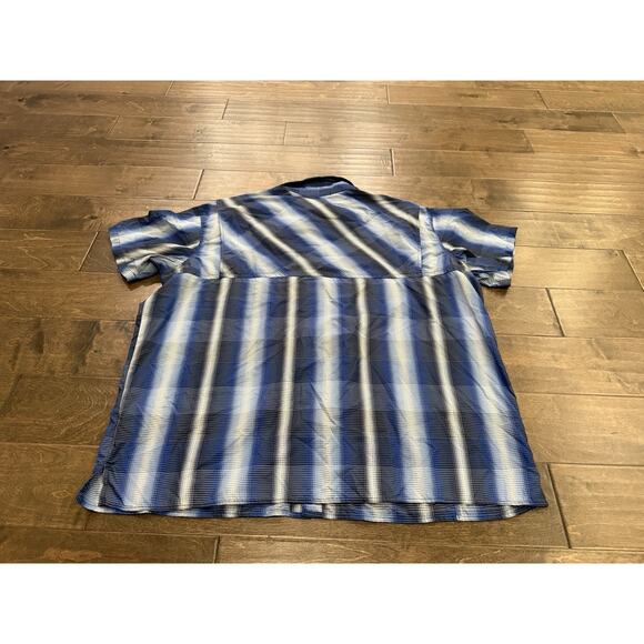 Columbia Mens Blue Omni Shade Vented Button Down Striped Shirt Size XXL XM0786 - Picture 3 of 9